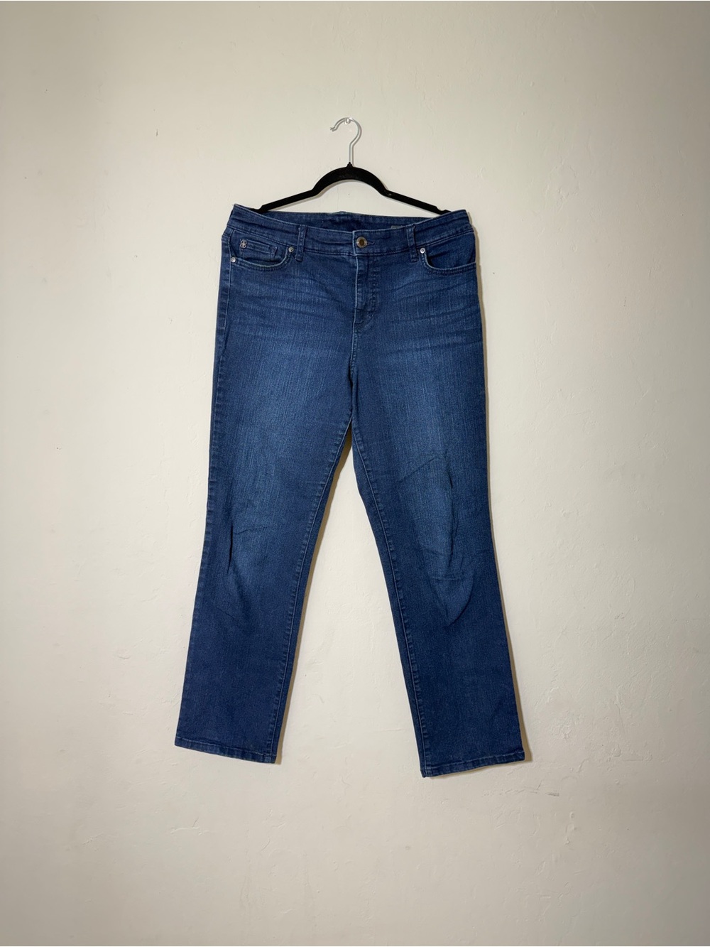 Bandolino Mandie Straight Leg Jeans in Dark Blue Wash 12S